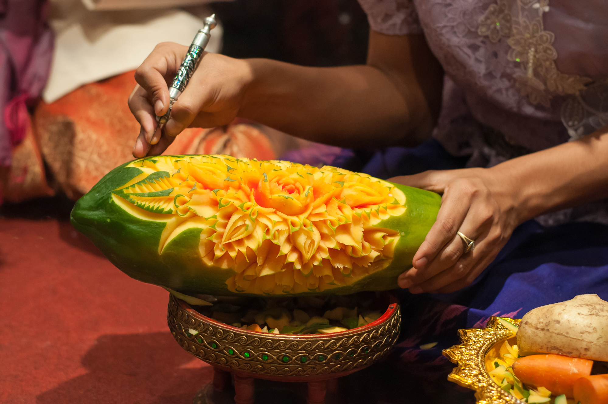 fruit carving art of Thailand for punctilious food